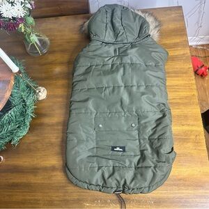 Dog Whisperer Green Hooded Dog Fleece Puffer Jacket Size XXL
